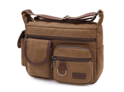 Bolsa Messenger de Lona para Trabalho, Escola, Viagem, Marrom (S/MARCA)