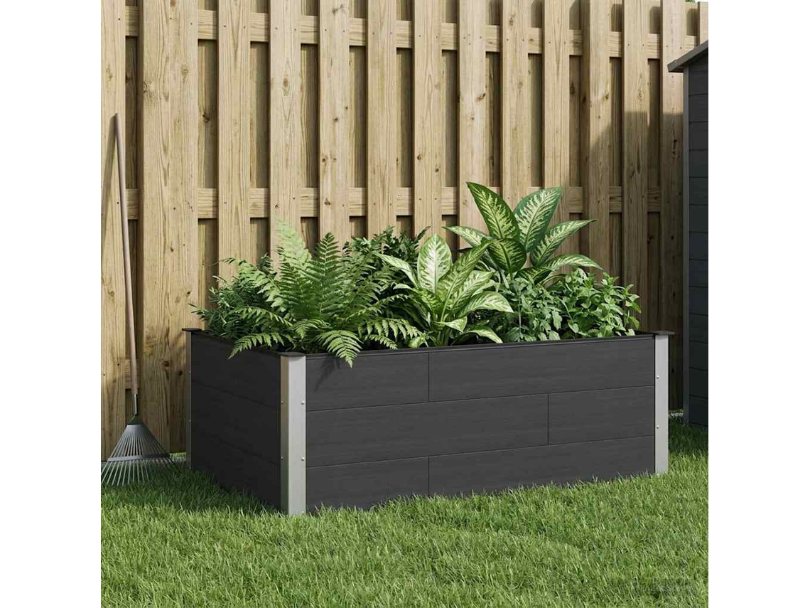 Vidaxl Canteiro De Jardim Elevado Preto 150 X 100 X 54 Cm