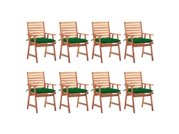 Cadeiras De Jantar P/ Jardim 8 Pcs C/ Almofadões Acácia Maciça Dkd Home Decor