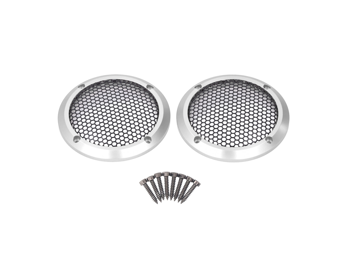 Cubiertas redondas negras para altavoces, rejilla protectora, 97mm, plata, coche, S/MARCA
