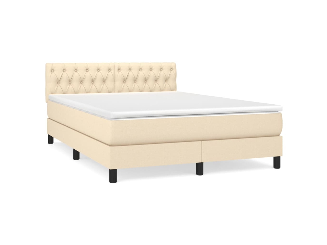 Cama com Molas/colchão 140x200 Cm Tecido Cor Creme MAISON EXCLUSIVE