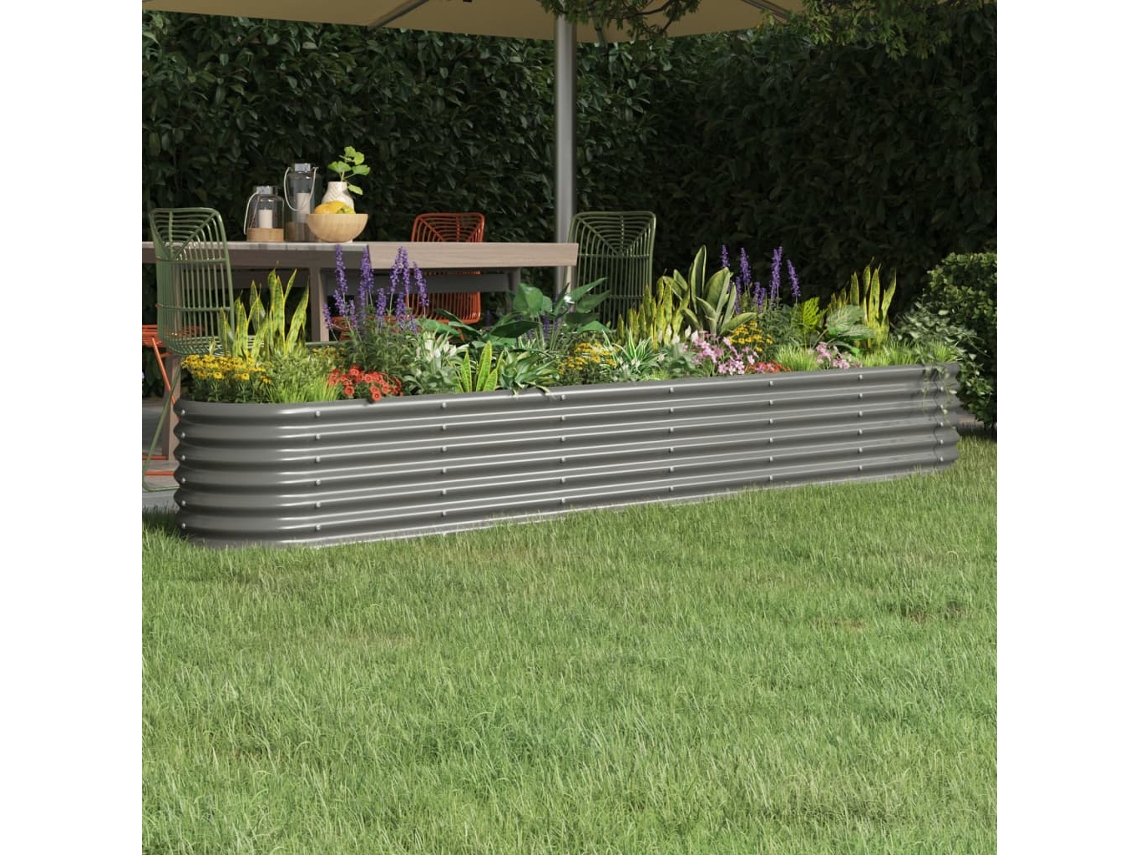 Vidaxl Canteiro Elevado Jardim 260x40x36cm Aço Galvanizado Cinzento