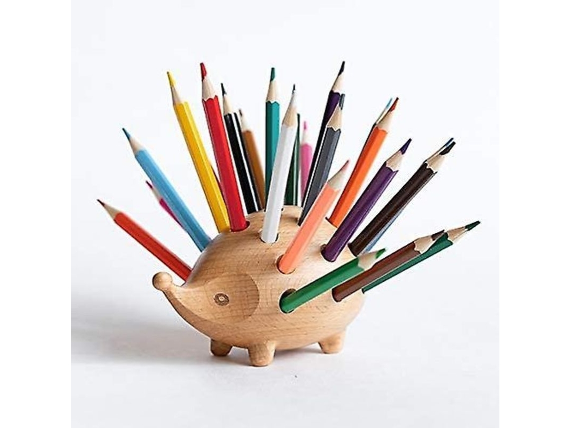 Suporte de Canetas Nova Line de Madeira com Porco Espinho, 12cm