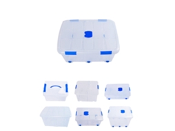Cajas De Almacenaje Ordenación De Plástico Transparentes Con Tapa Azul | Con Y Sin Ruedas | Ropa, Libro, | Juguestes 30l Pack 2 Uds