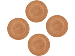 Conjunto De 4 Porta-copos Redondos De Vime Natural Trançado, 13 Cm, Com Isolamento Térmico