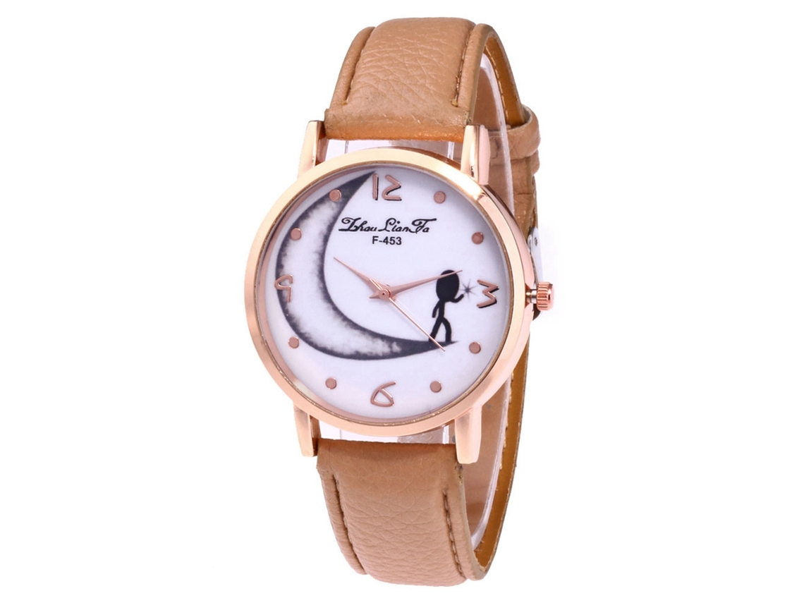 Reloj De Mujer Zhoulianfa De Cuero Pu Dial Redondo De Cuarzo Beige