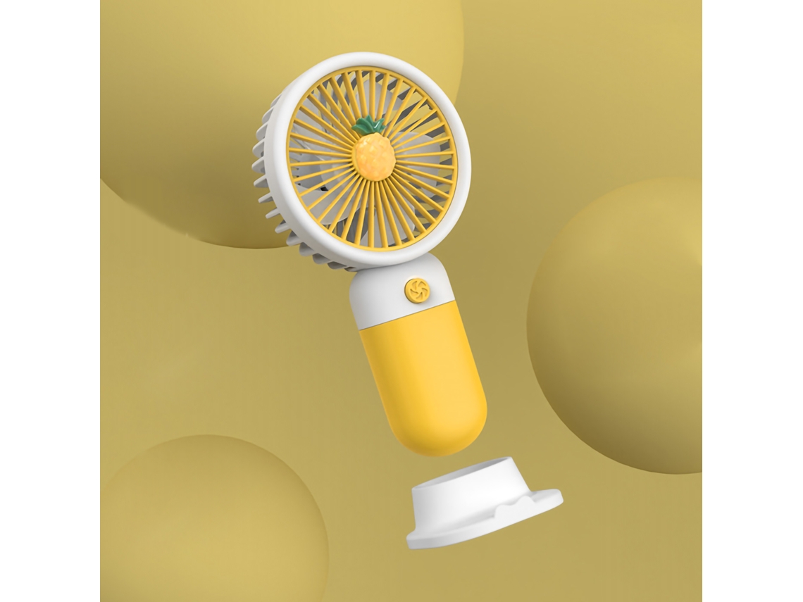 Ventilador Portátil Usb Recarregável Silicone Amarelo