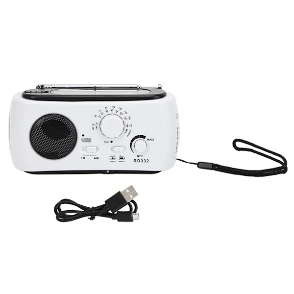 Rádio Solar com Manivela Manual para Uso Externo, Lanterna e Gerador de Emergência AQUAFORGE