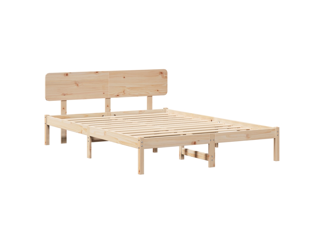 Conjunto 1 Estrutura De Cama De Madeira Vidaxl Castanho Madeira De Pinho Maciça (150 X 200 Cm)