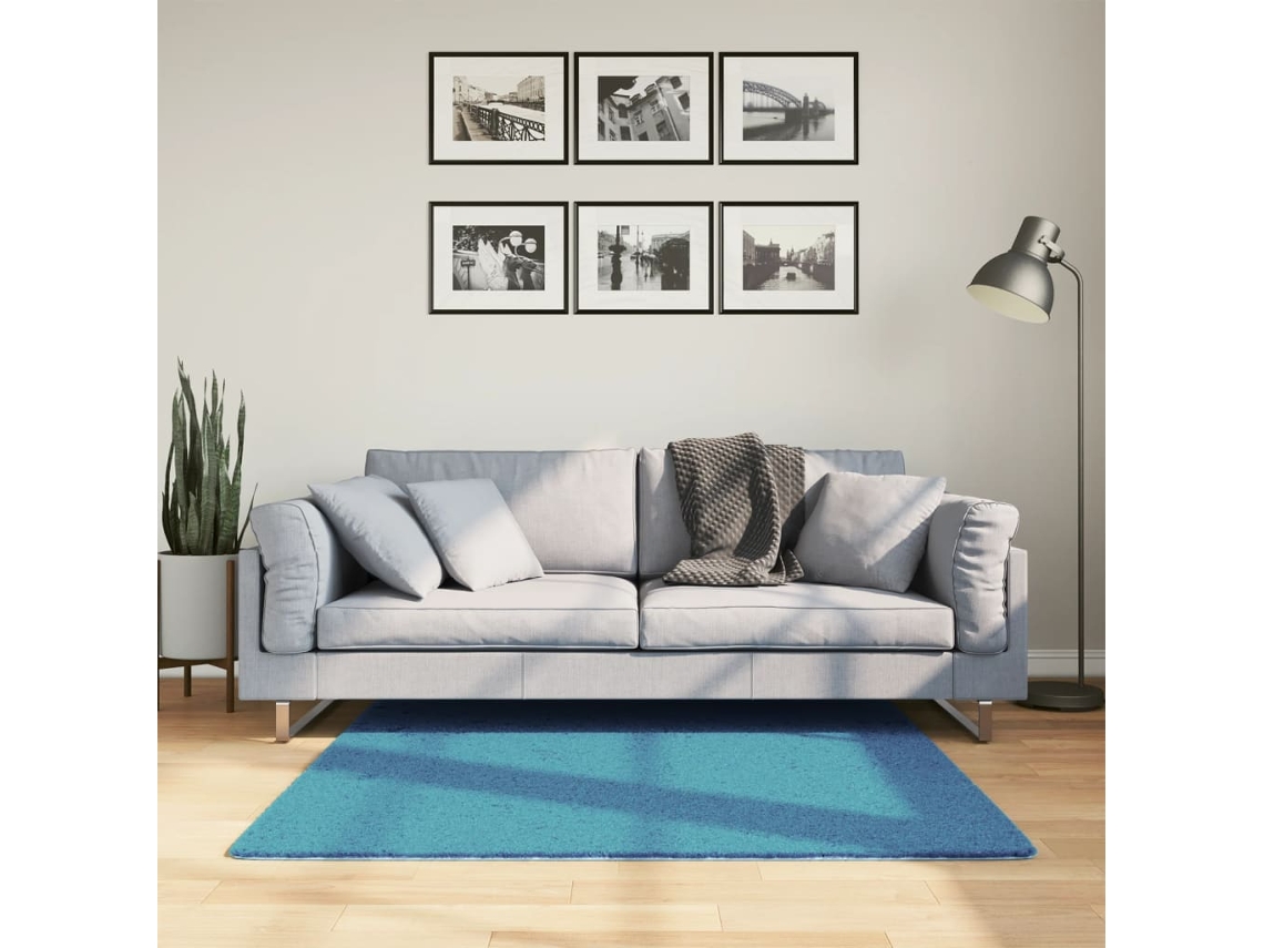 Vidaxl Tapete De Pelo Curto Oviedo 120x120 Cm Turquesa