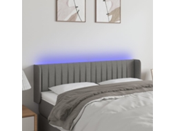Vidaxl Cabeceira Cama C/ Luzes Led Tecido 147x16x78/88cm Cinza-escuro