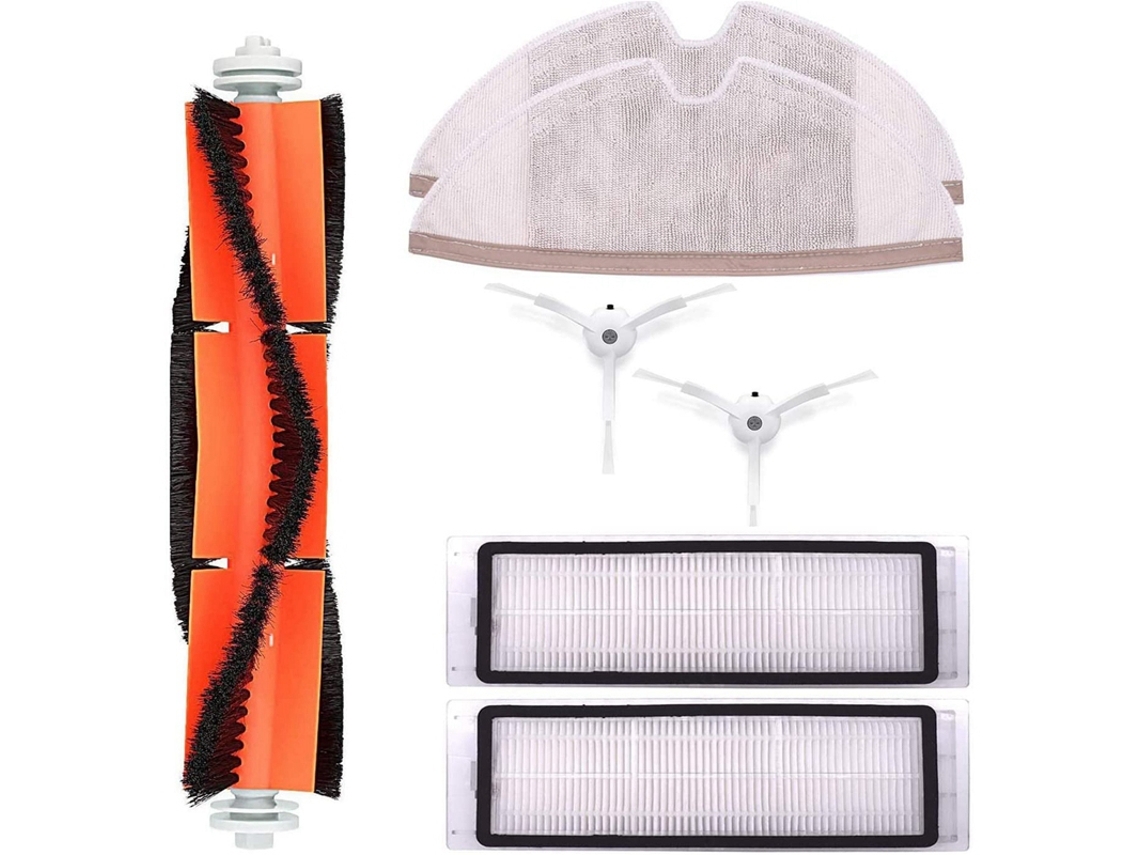 Kit de peças de reposição filtros hepa, escovas laterais, escova de rolamento e pano de limpeza compatível com roborock s50 s51 s55 s5