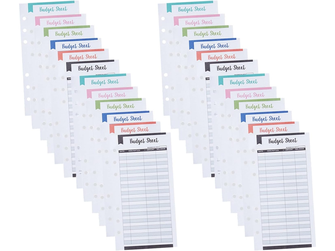 Cartes De Planification Budgétaire 24 Peças Papel À Seis Trous