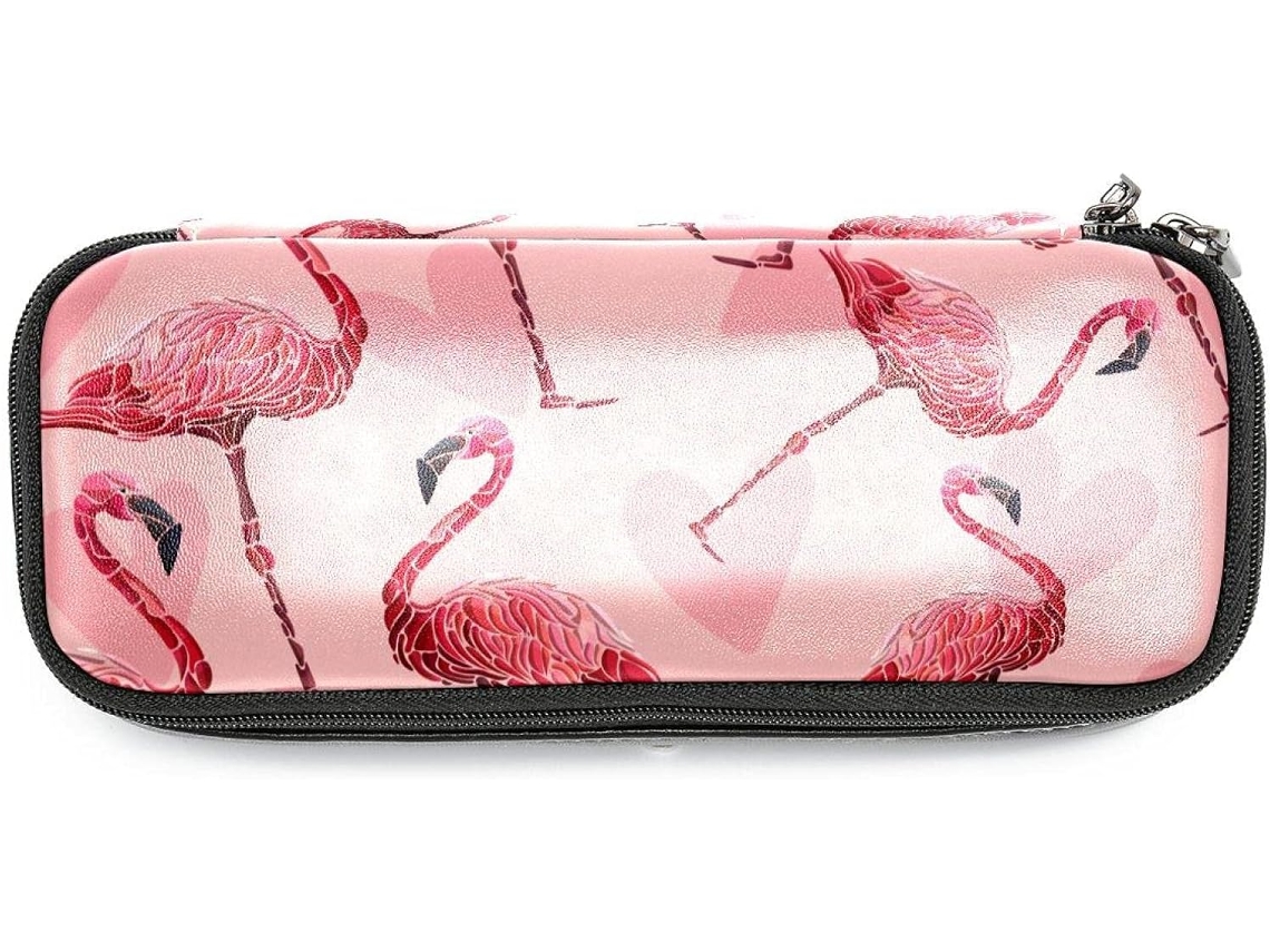 Listras rosa com estampa de flamingo e coração