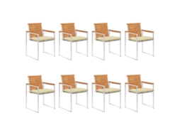 Vidaxl Cadeiras De Jardim 8 Pcs C/ Almofadões Madeira De Acácia Maciça
