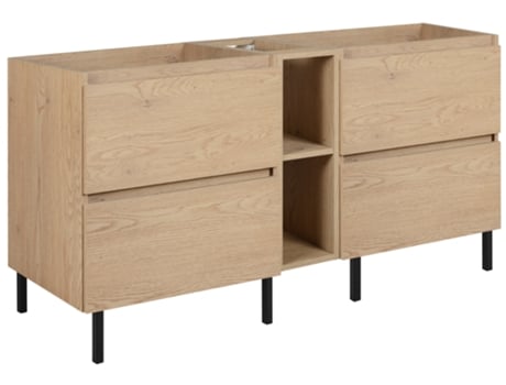 Móvel De Banheiro 140 Cm Pés De Móveis, Carvalho Claro 140 X 77 X 46 Cm 3xe Living (2 X 60 20)