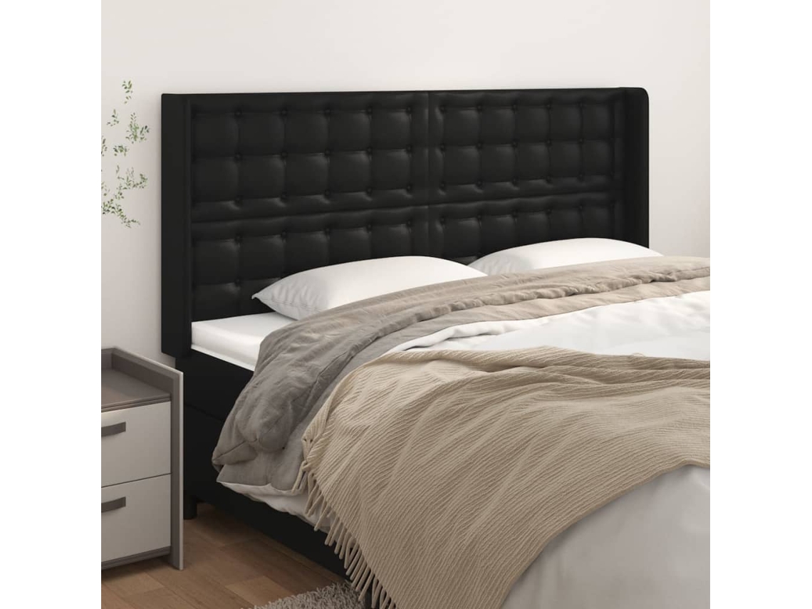 Cabecero con Alas de Polipiel 163x16x118/128 Cm Negro