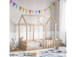 Cama Infantil Formato Casa 70x140 Cm Madeira De Pinho Maciça