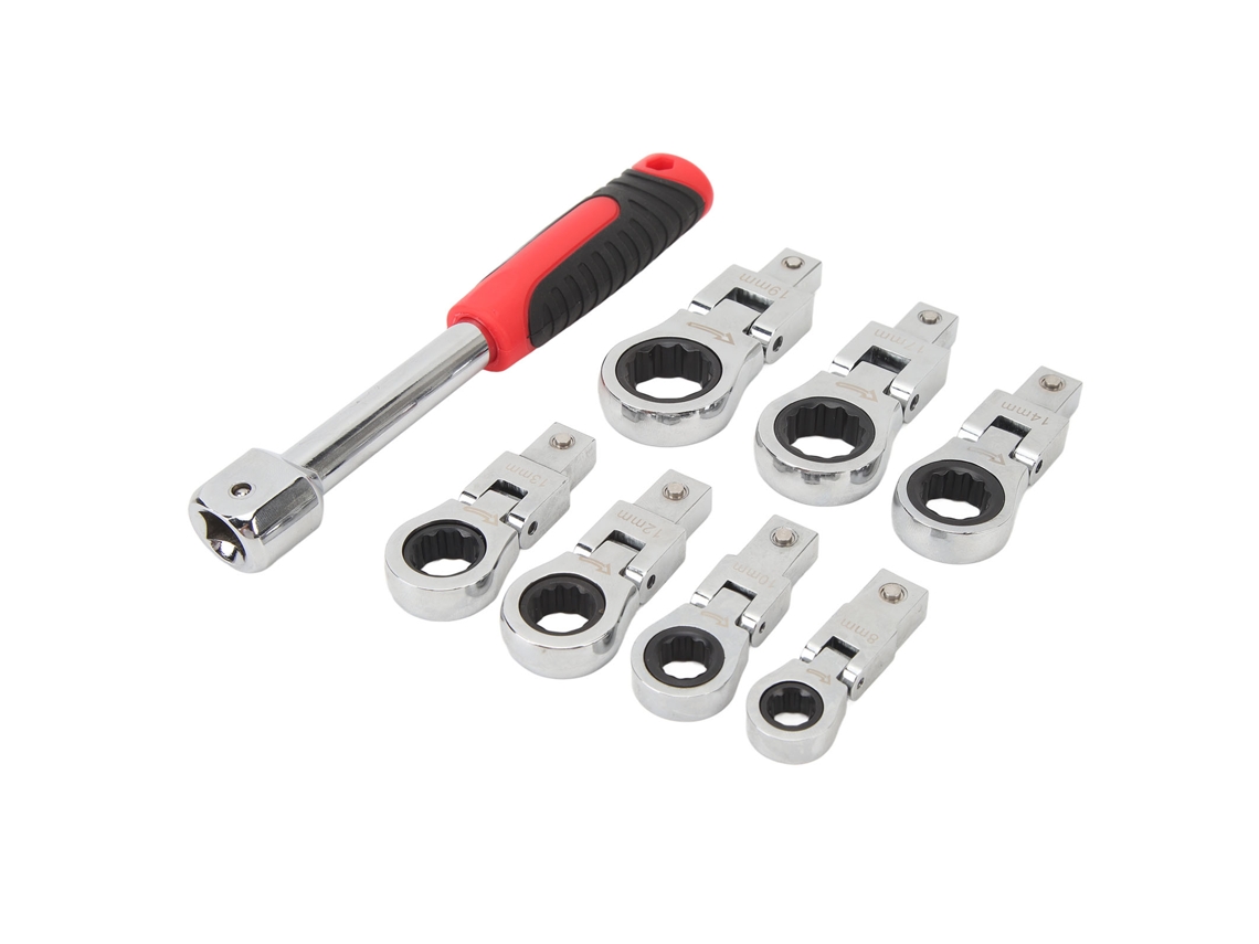 Chave de Catraca Flexível 8pcs 7 Cabeças Aço Cromo Vanádio