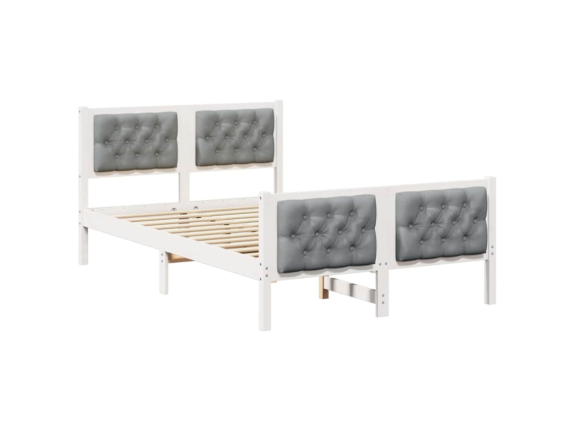 Conjunto 1 Cama Moderna Vidaxl Branco Madeira De Pinho Maciça (120 X 200 Cm)
