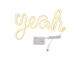 Rebe-sinal De Neón Led Forma Yeah Decoração De Parede Luz Noturna Com Iluminação Suave Uniforme Branco Quente