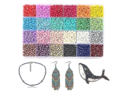 Kit De Contas De Vidro Para Bijuterias Diy Com 24 Cores Tamanhos 2mm 3mm 4mm 4mm-6200pc