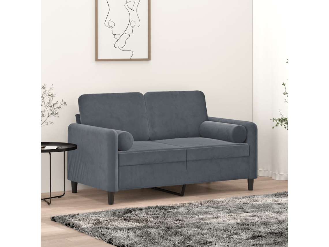 Vidaxl Almofadas Decorativas 2 Pcs Ø15x50 Cm Veludo Cinzento-escuro