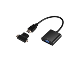 Adaptador Hdmi Para Vga Com Conector Micro+mini Hdmi Tipo T Para Set Top Box Ps4 Xbox360 Preto