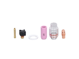 Conjunto de 6 peças de consumíveis para tochas de soldagem TIG de 2,4 mm, incluindo eletrodos, bicos e copos de vidro para WP 9 20.