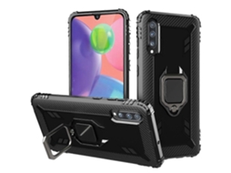Capa Protetora De Fibra De Carbono Com Suporte De Anel Giratório De 360 Graus Para Samsung Galaxy A70s