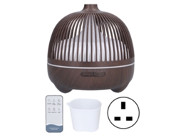 Ultrassônico com Difusor de Aromas Controle Remoto Luz RGB Tanque 500ml Madeira Escura UK S/MARCA