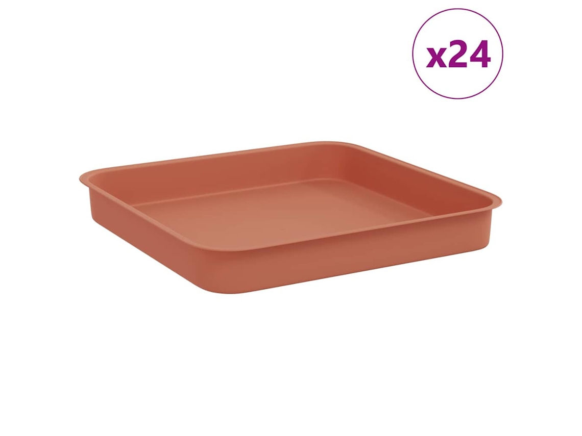 Conjunto 24 Vaso Quadrado Vidaxl Vermelho Plástico (15 X 15 X 2 Cm)
