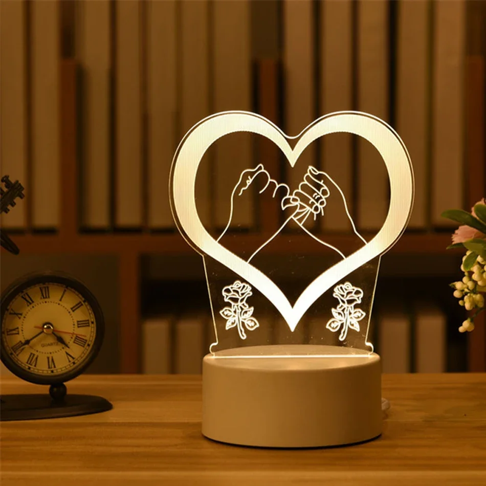 Luminária Noturna Led Usb 3d em Acrílico , Ideal para Decoração de Casa e Quarto. MDUG (3 Cores)