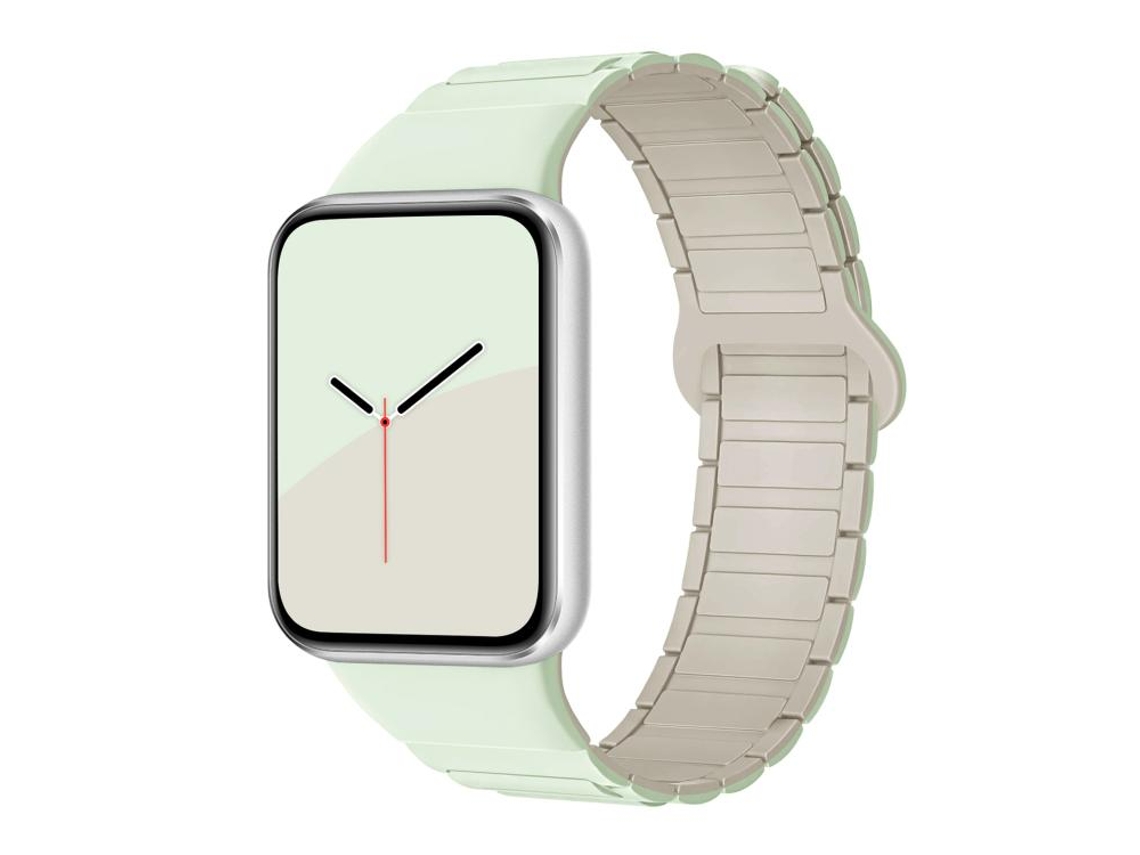 Bracelete Para Redmi Watch 6 / 5 / Xiaomi Band 9 Pro / 8 Pro - Silicone Magnético - Três Contas Verde Menta Claro Com Efeito Estrelado