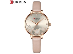 Relógio Feminino Fino (rosa) Com Mostrador Simples Estampado Com Strass.