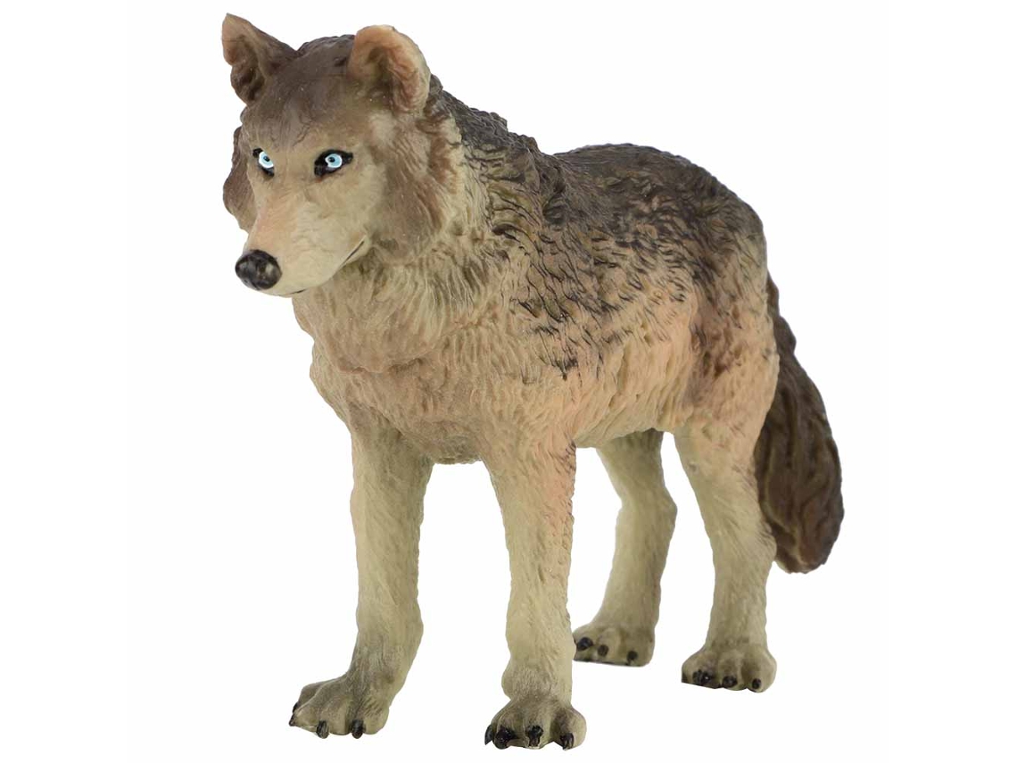 Mali brinquedo Modelo Animal Lobo Simulado Plástico Ambiental Mini Decoração Ciano