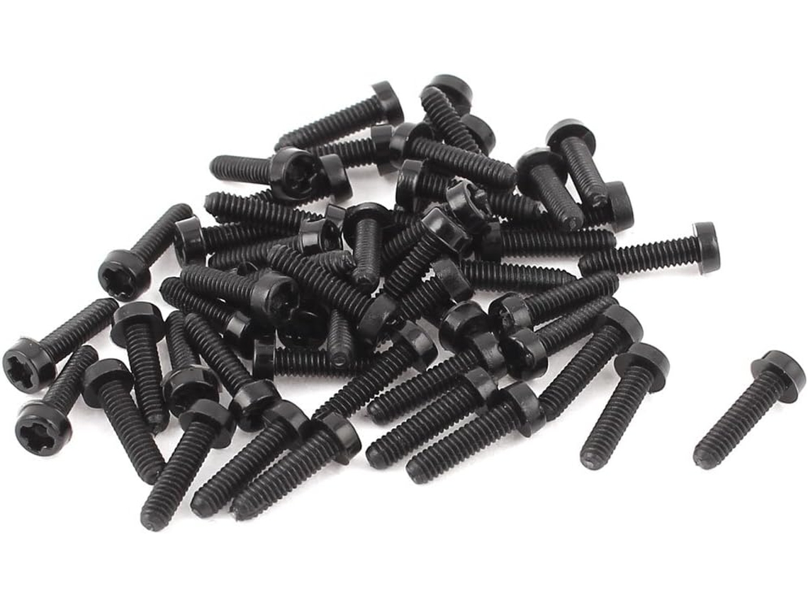 Parafusos de Máquina com Cabeça Phillips M2 X 8mm Feitos de Plástico, Pretos, 50 Peças CHABERLU