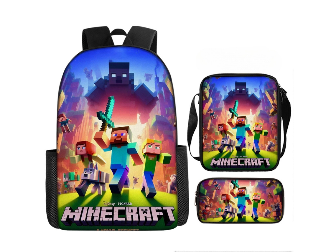 Conjunto De Mochila Escolar De Três Peças, Impermeável, Mochila Com Proteção Para A Coluna, Estilo 15