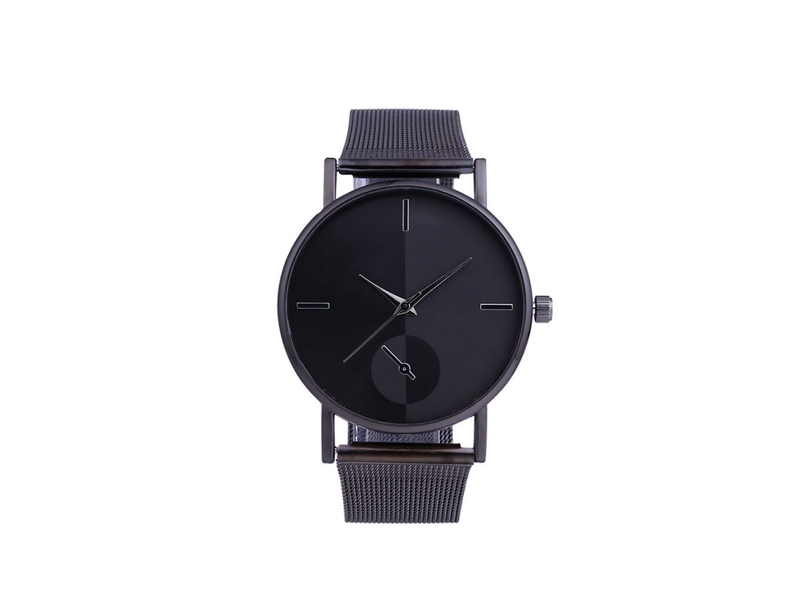 Reloj De Pulsera Para Hombre Zhoulianfa De Acero Ajustable Dial Redondo Analógico De Cuarzo Negro