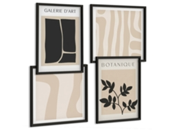 Composição De Quadros Gráficos Vegetais Estilosos Abstrações Espelharte (4 Peças)