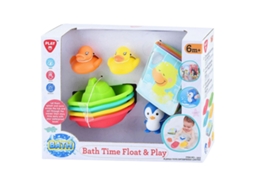 Conjunto De Brinquedos Para Banho Livro De Banho E Barquinhos 8 Peças Diversão Colorida Para O Banho Play
