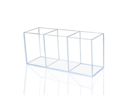 Porta-lápis de acrílico com 3 compartimentos, organizador de mesa transparente para escritório, maquiagem e banheiro.