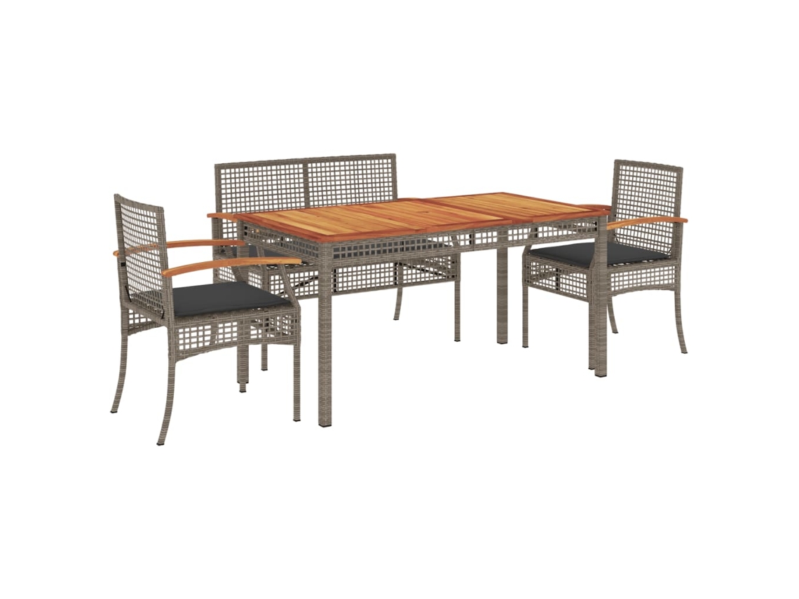 Conjunto de 4 Jantar P/ Jardim com Almofadões Vime Pe Cinza MAISON EXCLUSIVE (80x200 cm)
