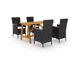 Vidaxl 5 Pcs Conjunto De Jantar Para Jardim Preto