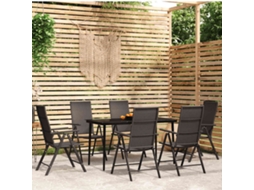 Vidaxl 7 Pcs Conjunto De Jantar Para Jardim Preto