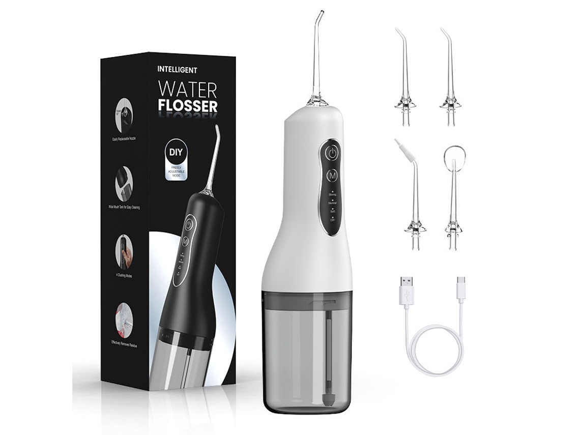 Irrigador Oral SFUSHOS com Bomba de Pistão para Remoção de Tártaro, Branqueamento e Limpeza (l5 Branco 4 Modos)
