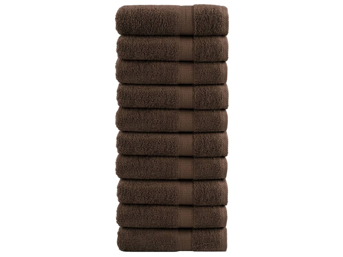 Vidaxl Toalhas Banho Premium Solund 10pcs 100x150cm 600gsm Castanho