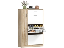 Sapateira de 3 portas para 18-27 pares, gaveta, 84x30x132 cm, natural