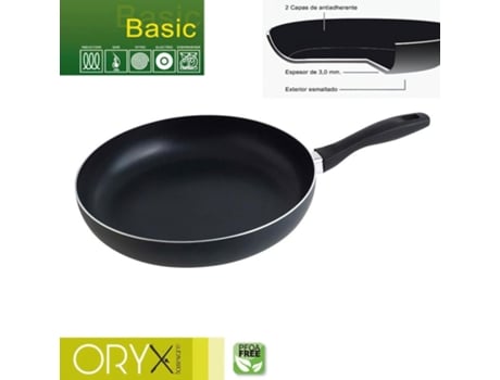 Oryx sartén aluminio antiadherente basic, alta resistencia, apta inducción, libre pfoa, diámetro 30 cm, espesor 3 mm.