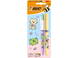 Conjunto de caneta pastel e marca-texto Bic de 4 cores